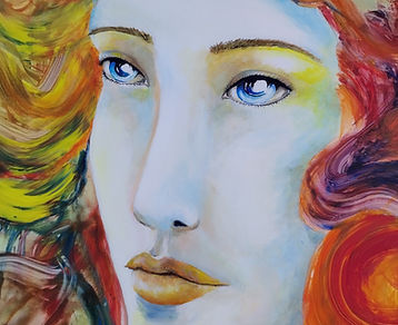 portrait tableau femme sorcière peinture art artiste dessin énergétique âme magie wicca médium médiumnité spirituel spiritualité canal univers