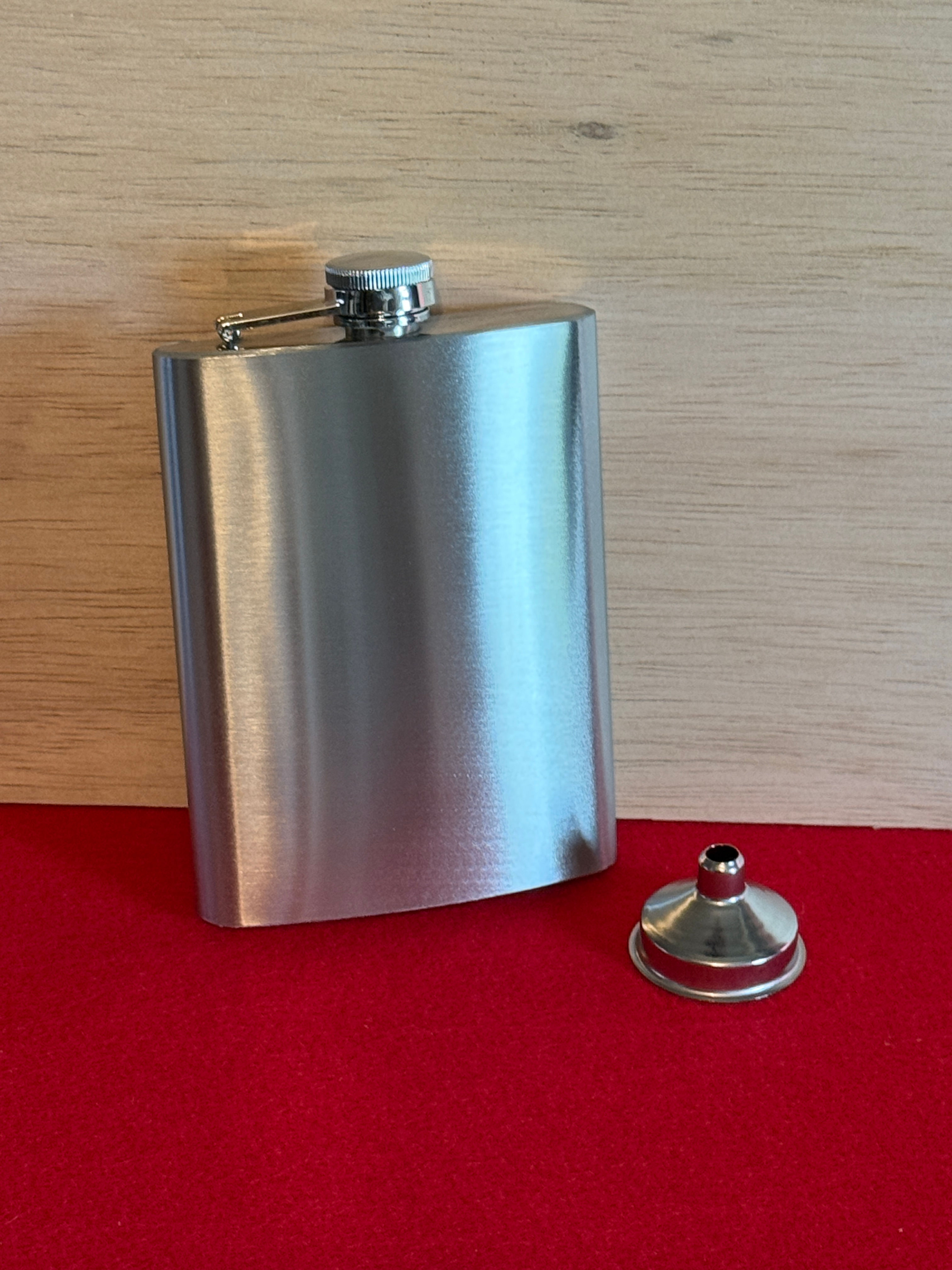 8 oz Stainless Steel Flask With Funnel – Custom Laser Engraved