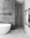 Modern Grey Bathroom with Minimalist Fixtures _ Trendsetting Bathroom Solutions for Interi