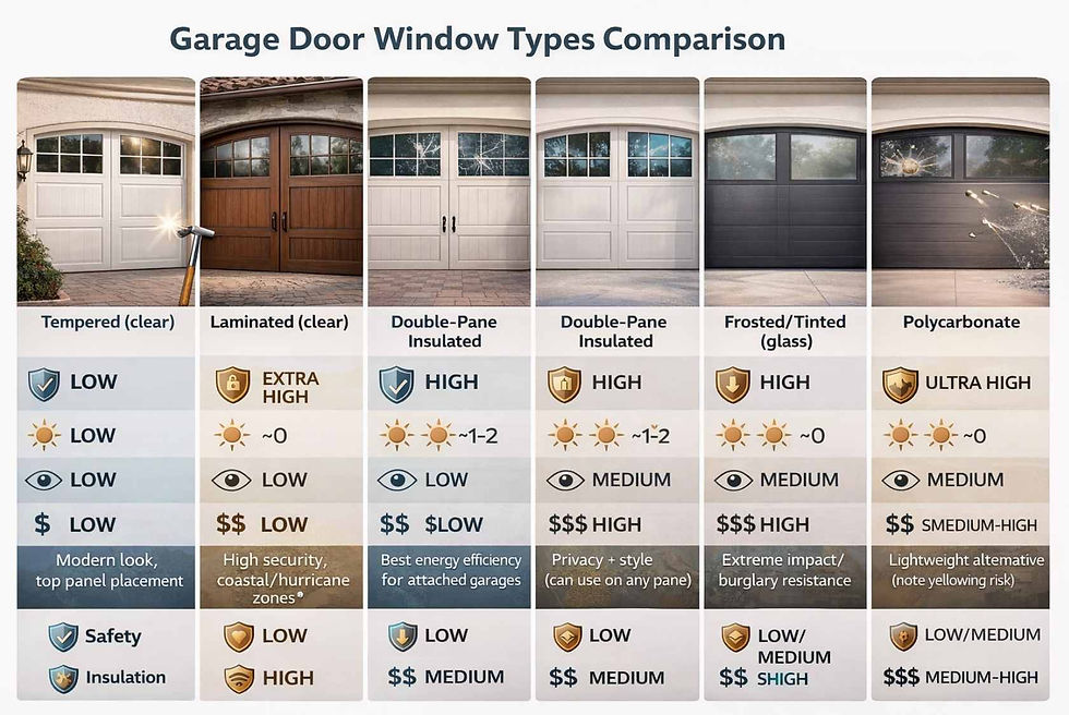 garage door windows typy comparison