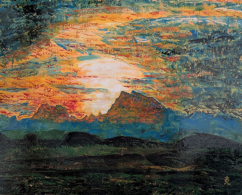 375.F30号　夕暮れの妙義山
