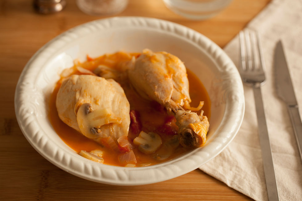 Pollo en cacerola con champiñones