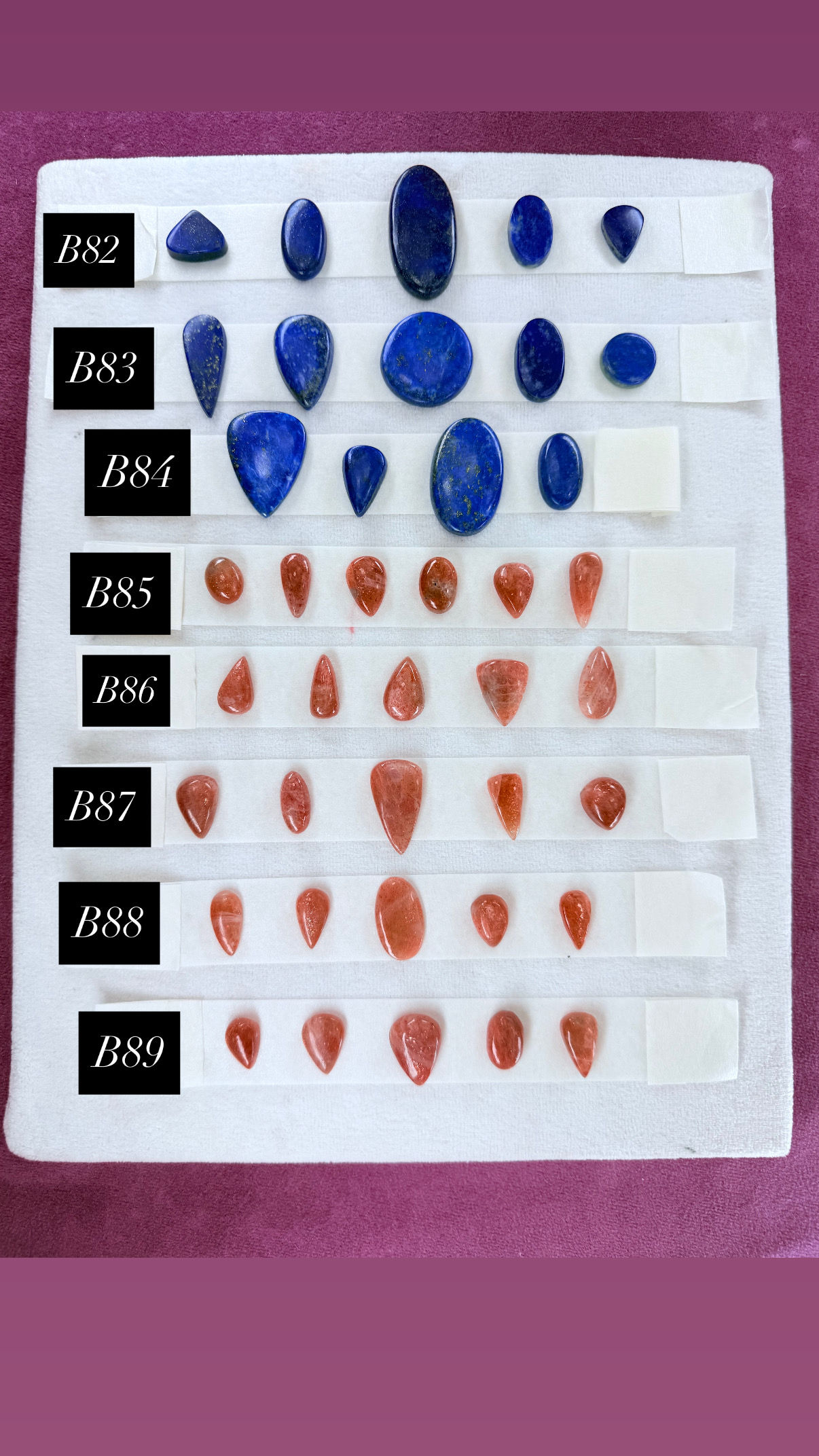 Bandeja de lotes de piedra sol y lapislázuli
