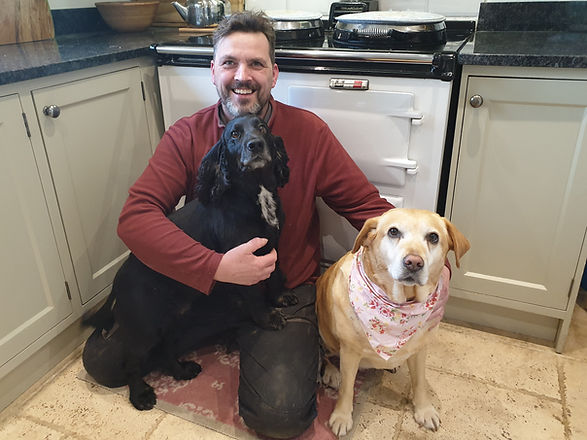 Craig Fournier with his white Electric Aga & best friends!.jpg