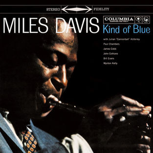 Miles Davis performing with his trumpet, representing the modal jazz style of his iconic composition 'So What' from the album Kind of Blue