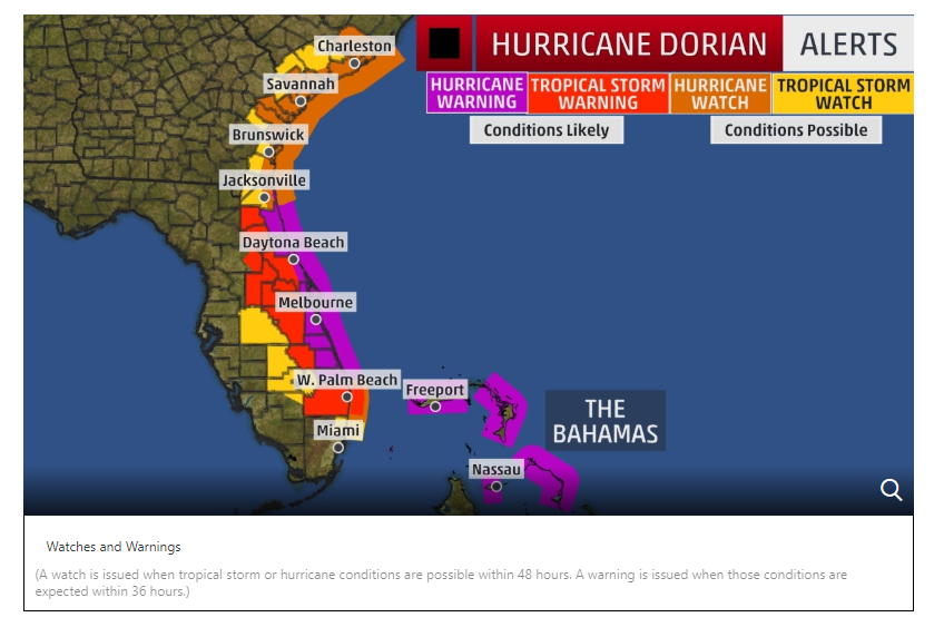 UPDATE: Hurricane Dorian Slows Down and Grows in Size Causing Shut Downs at Walt Disney World