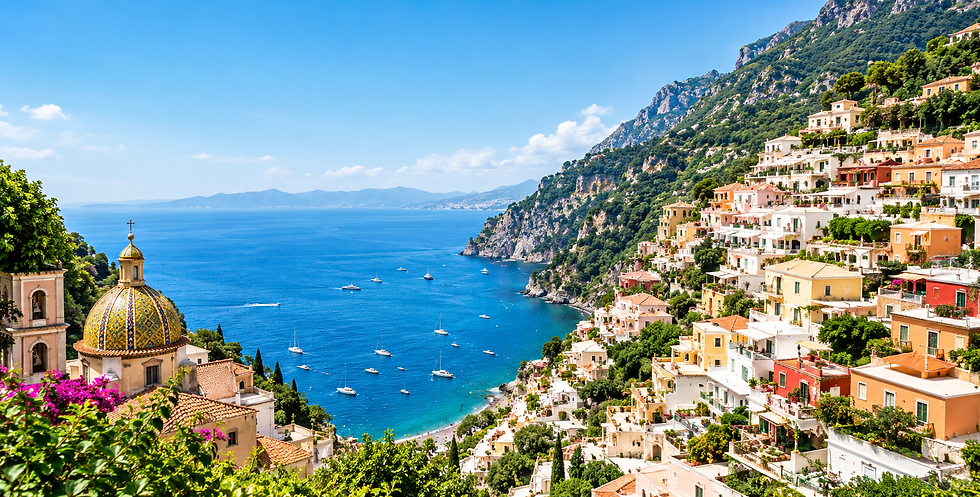 Amalfi Coast Panorama with Tiled Dome and Blue Sea.png