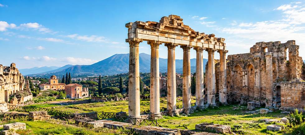 Ancient Ruins Beneath Mountain Skies.png