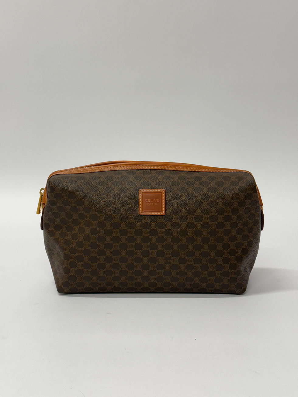 CELINE BROWN MACADAM COSMETIC POUCH LARGE