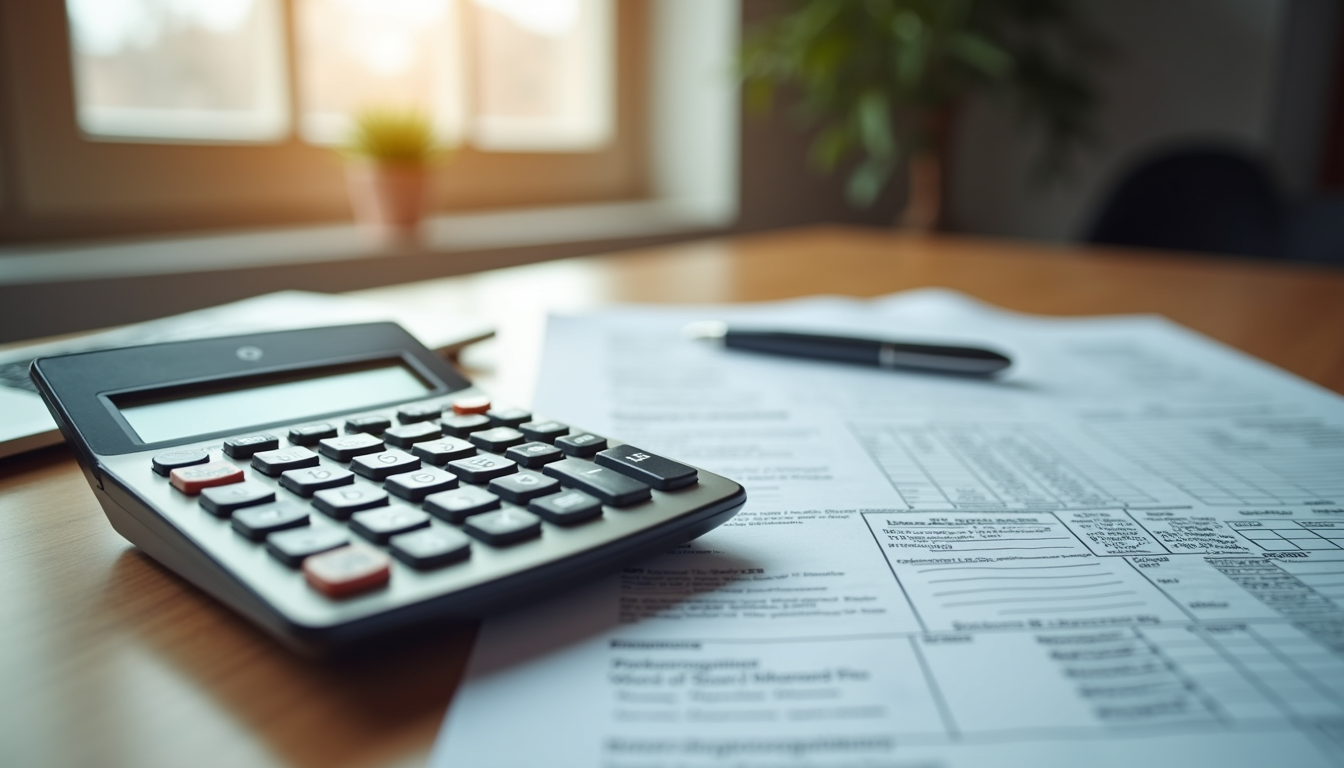 Eye-level view of a tax form with 1099 and W-2 documents side by side on a wooden desk