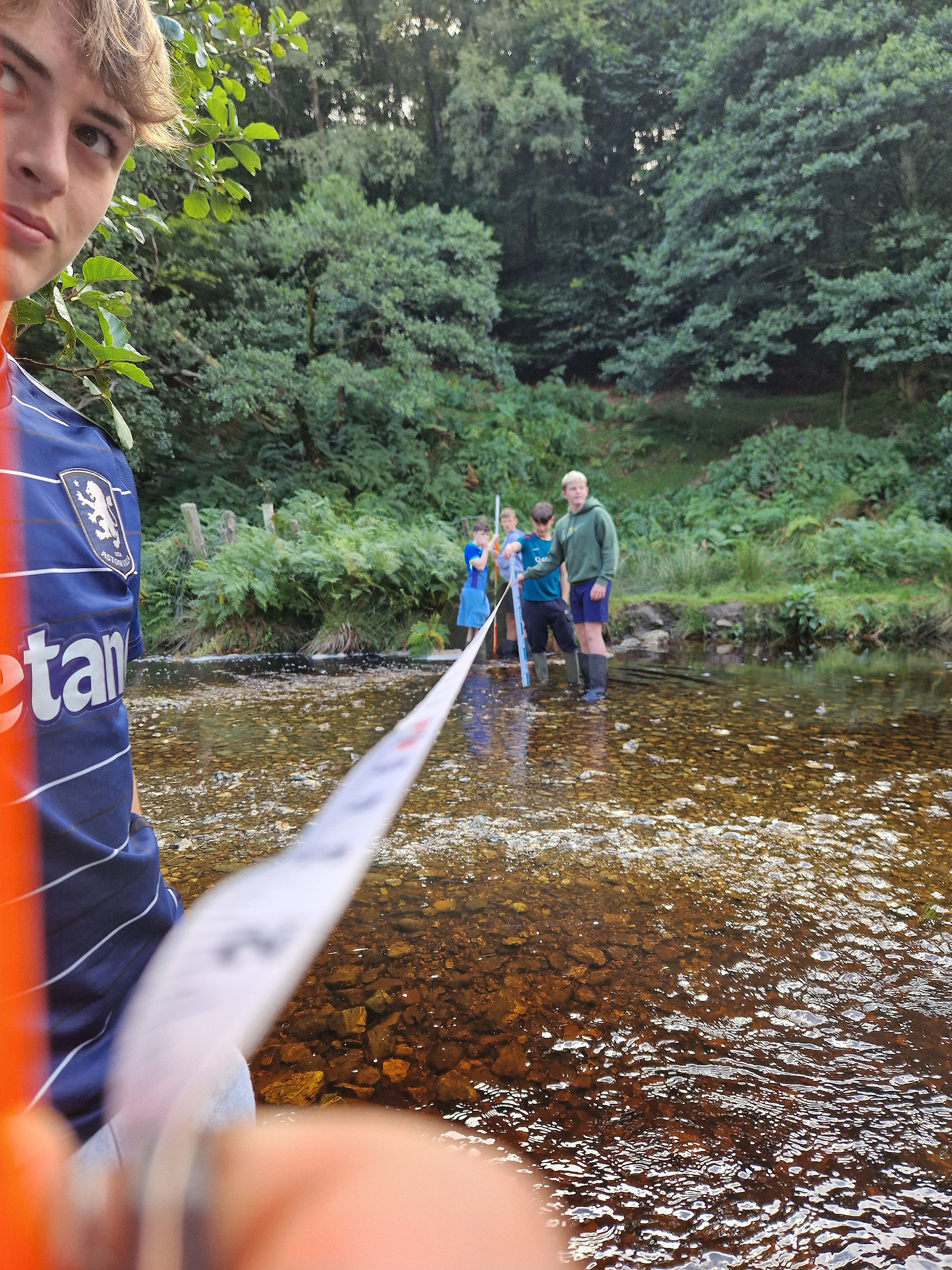 Junior Cycle students collecting primary data for CBA2 geography fieldwork outdoor learning Ireland