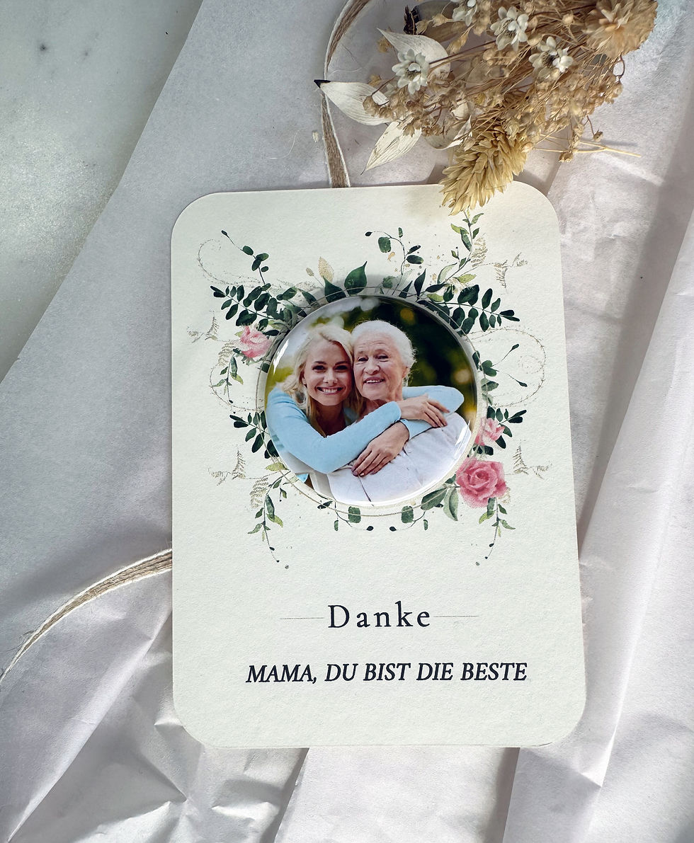 Karte mit Fotomagnet