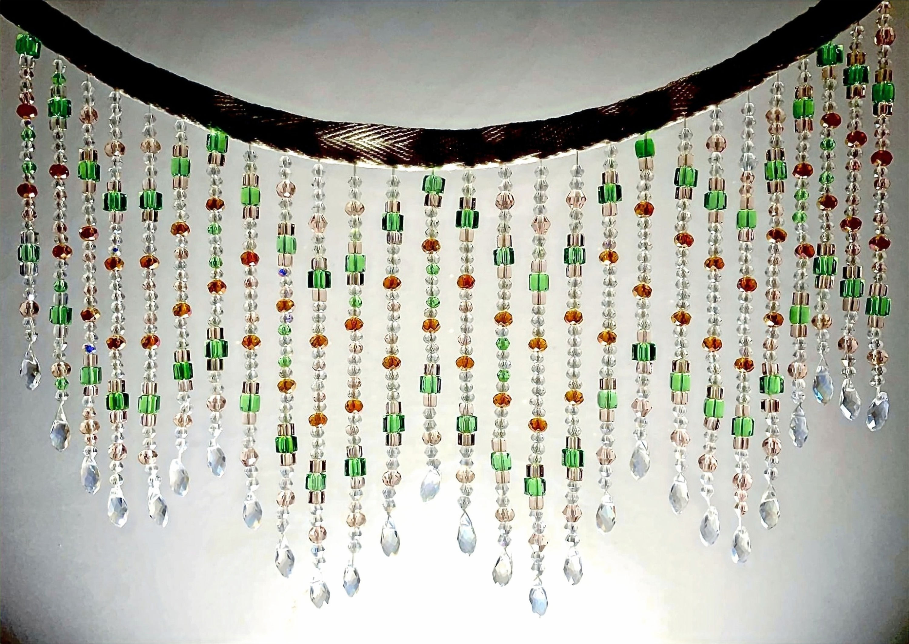 Handmade Crystal Glass Beaded Fringe, Victorian Wide