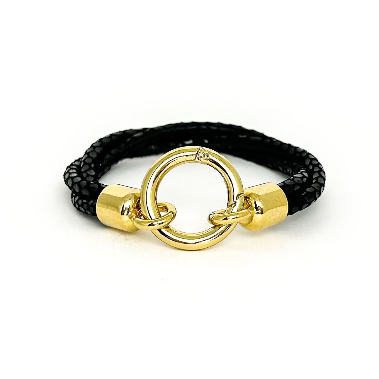 Clip Junction Leather Bracelet - Black