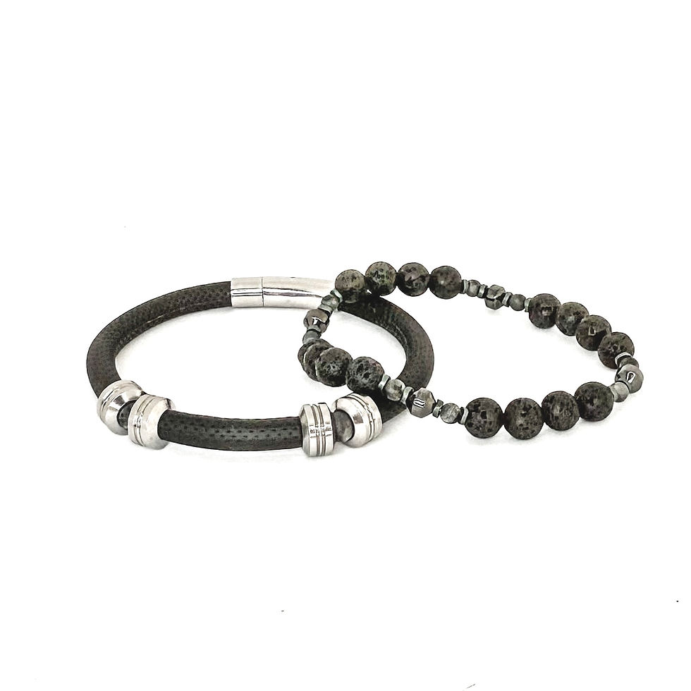 Thumbnail: Cambria Leather Bracelet For Men - Labradorite  