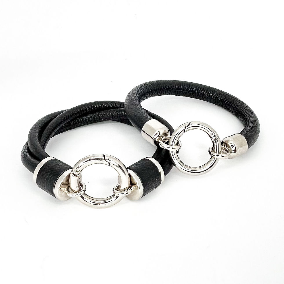 Thumbnail: The Lock Leather Bracelet - Black