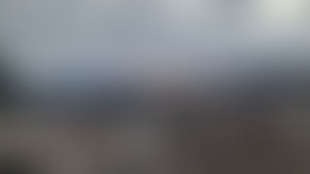 A gentle, Pacific Northwest, mountain view with a pile of felled trees in the foreground and a sunset on the horizon. The sky in full of grey rolling clouds.