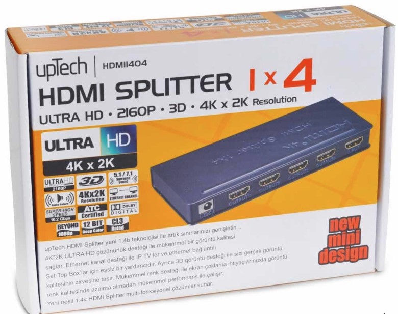 Uptech HDMI1404 HDMI Splitter 4 Port - 1.4 version - Ultra HD