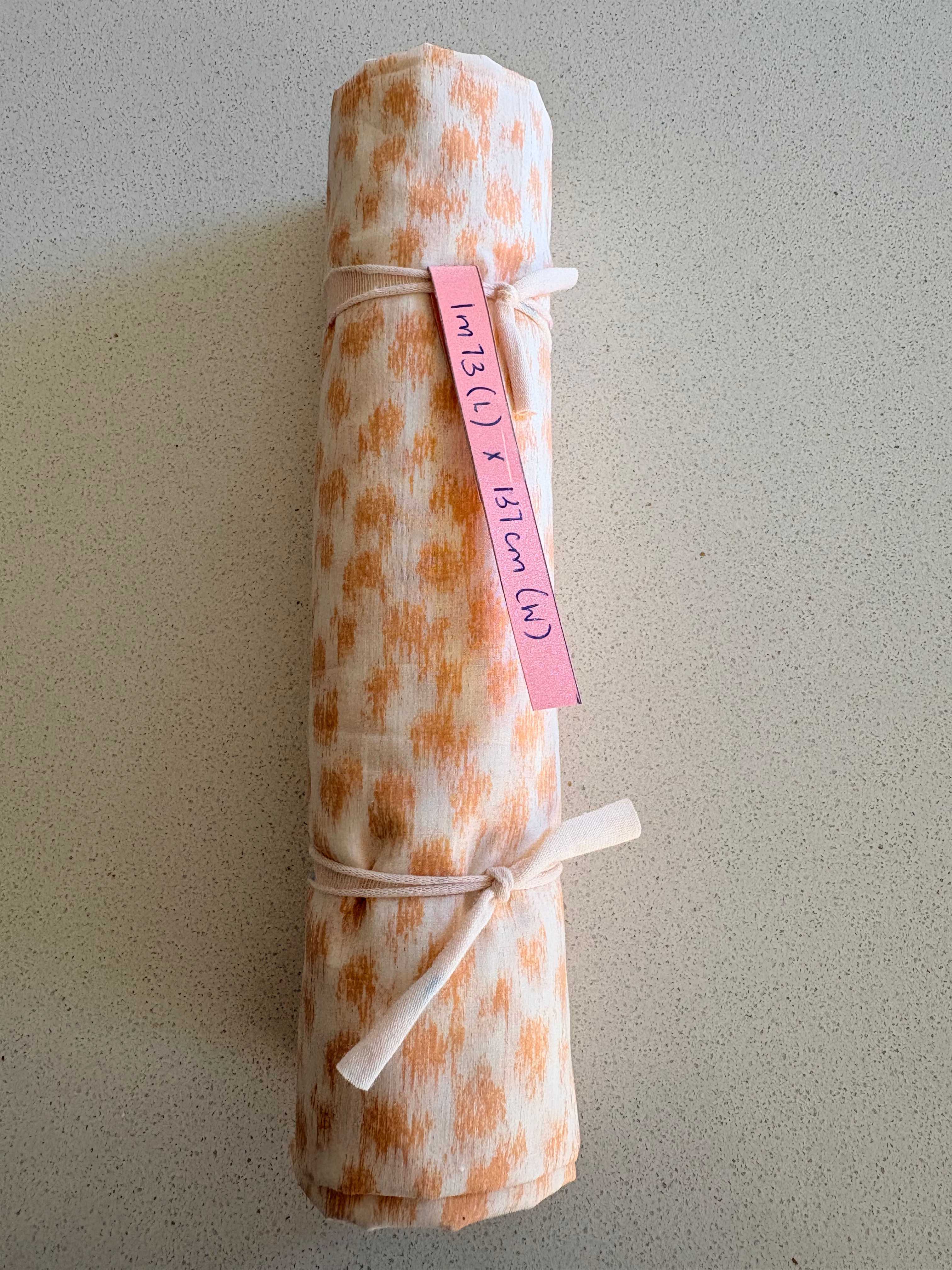 Cotton Blend - pale orange on cream