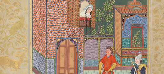 Sadiqi_Beg,_Rudaba_lets_down_her_hair_for_Zal,_from_the_Book_of_Kings_(Shahnama)_by_Firdau