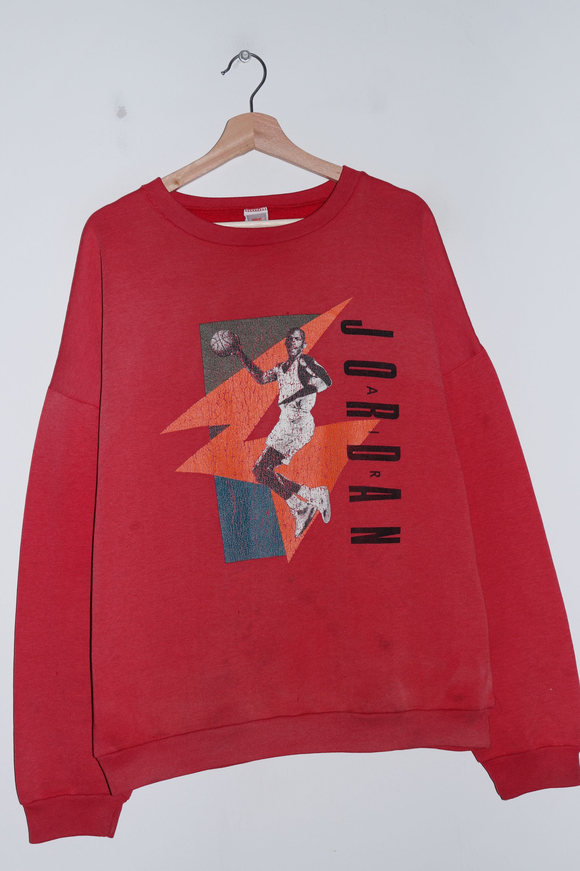 Vintage Early 90s Nike Michael Jordan Graphic Faded Red Sweatshirt (Rare) (XL)