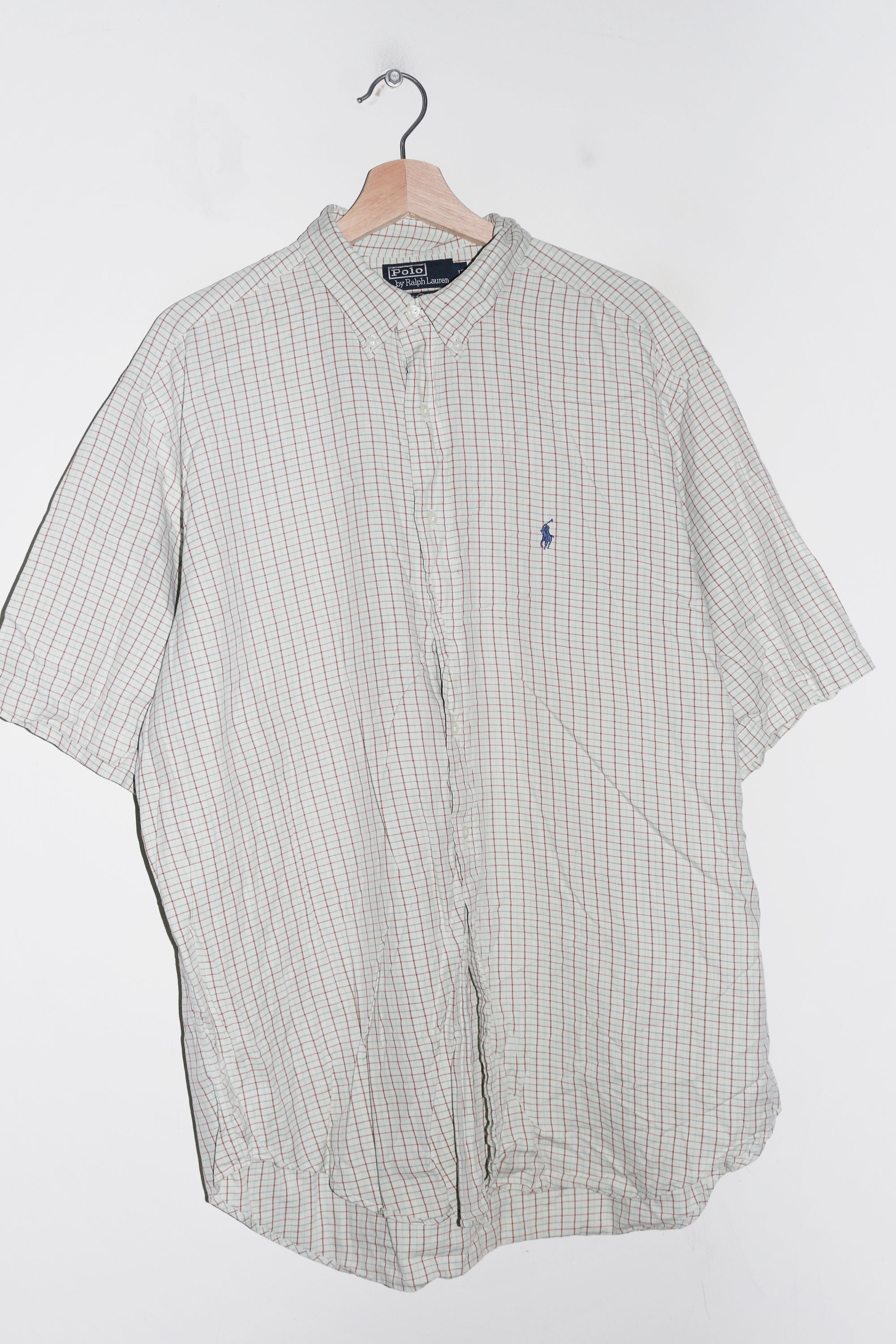 Polo Ralph Lauren Embroidered Logo Checkered Short Sleeve Shirt (XL)