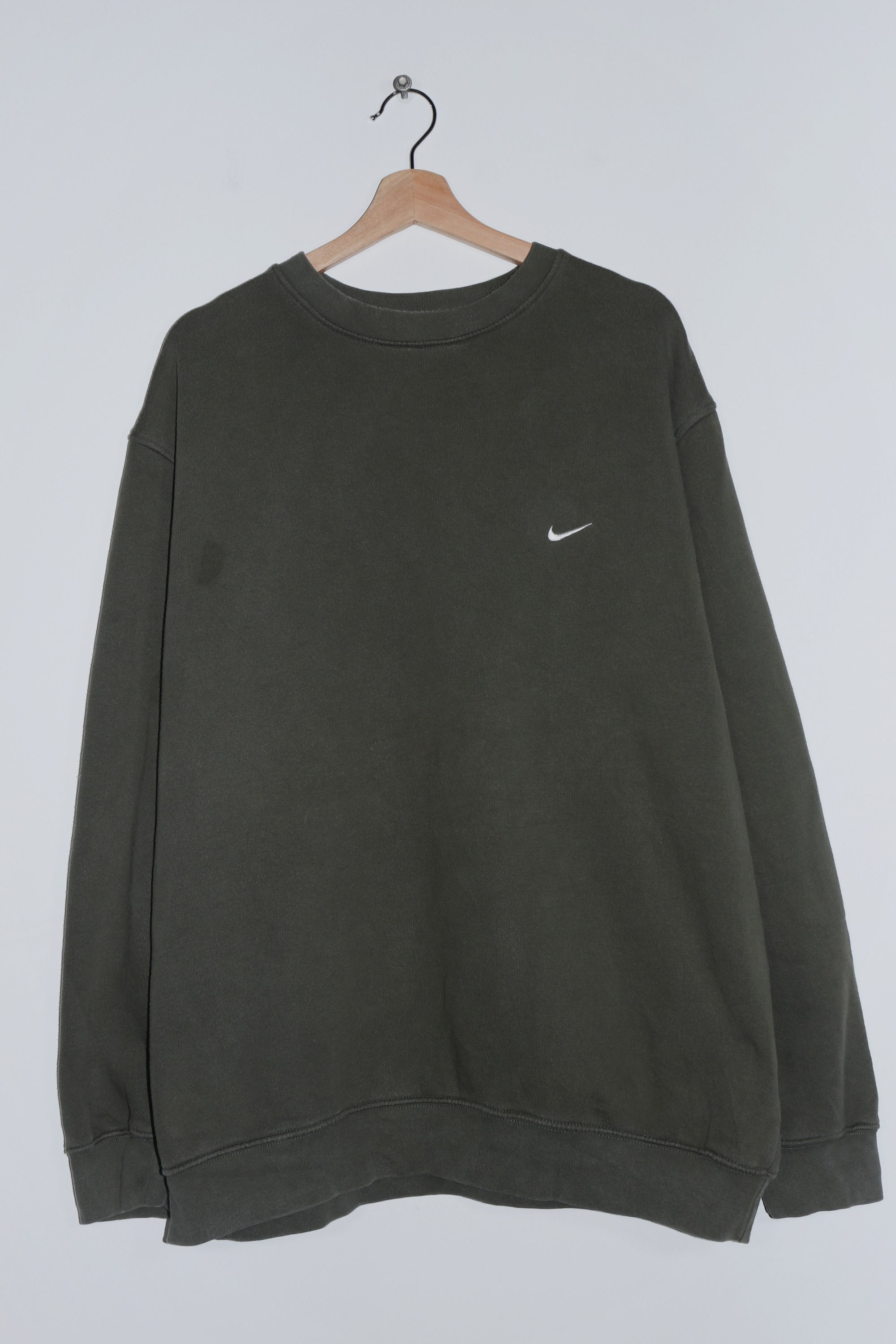 Vintage Nike Embroidered Mini Swoosh Olive Sweatshirt (XL)