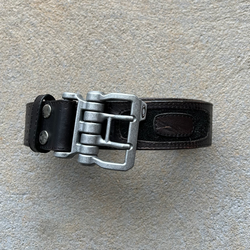 Vintage Oakley Large Buckle Black Leather Studded Belt (Rare
