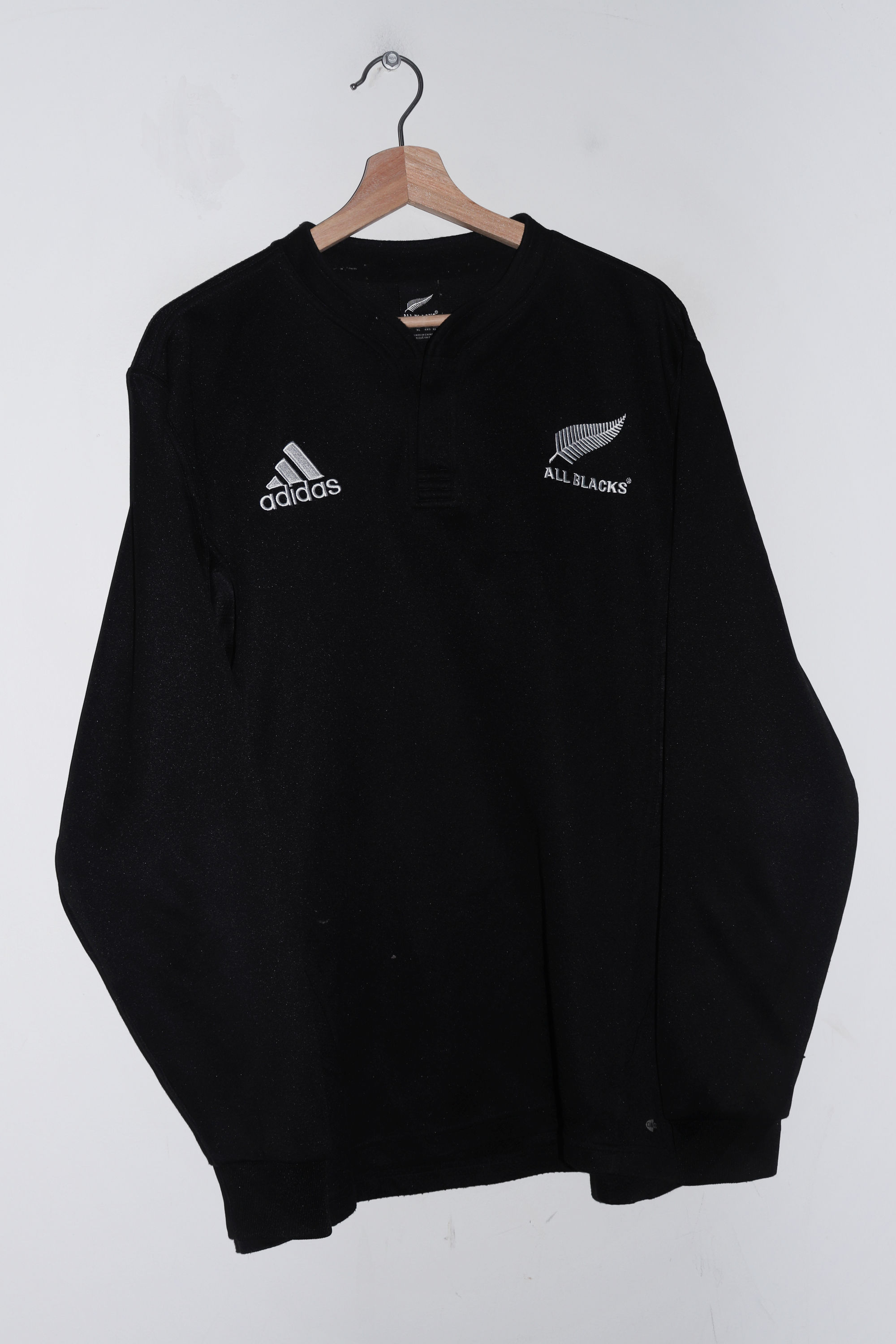 2007-08 Adidas New Zealand All Blacks Rugby Thick Long Sleeve Jersey (L-XL)