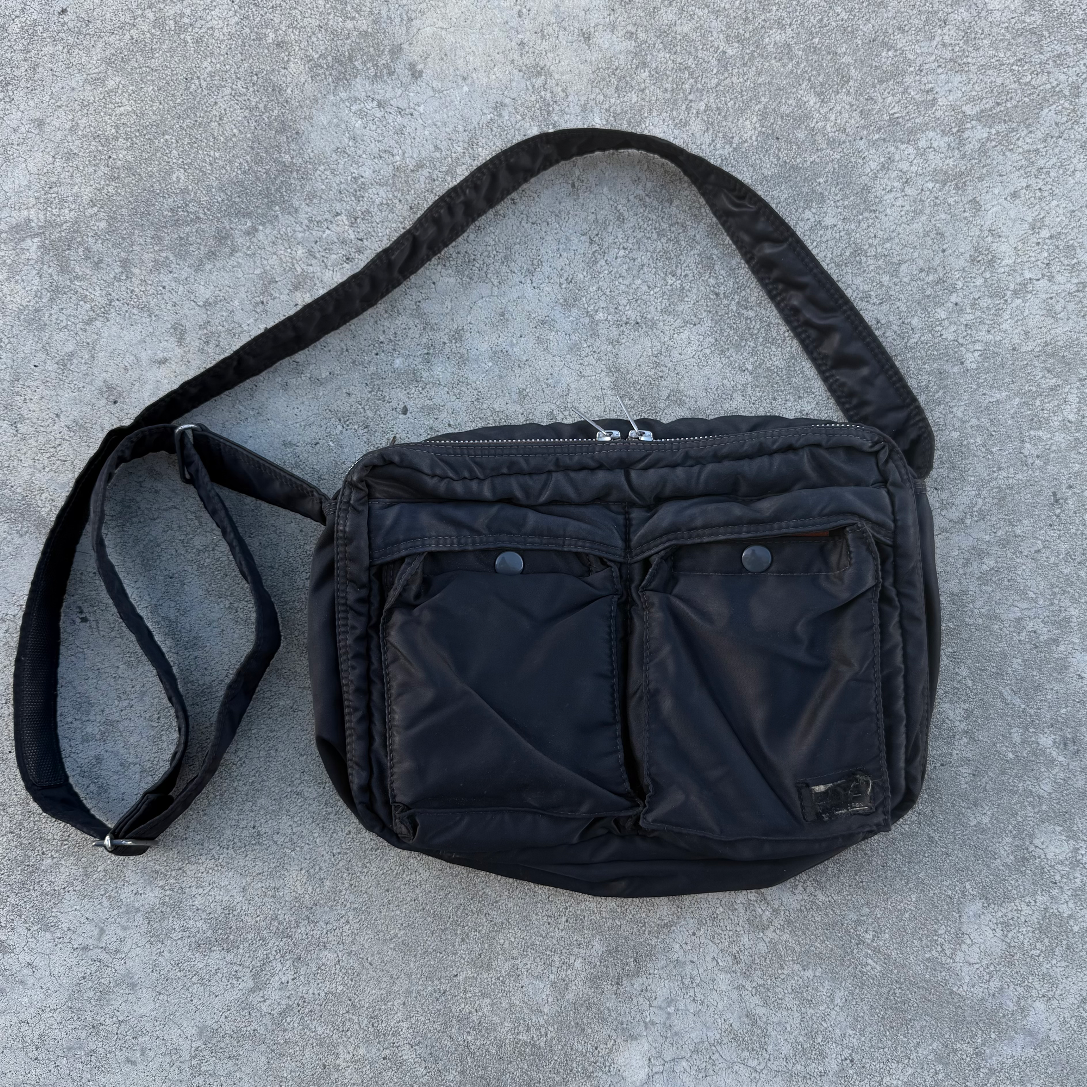Porter Yoshida Tokyo Nylon Black Large Tanker Crossbody Bag