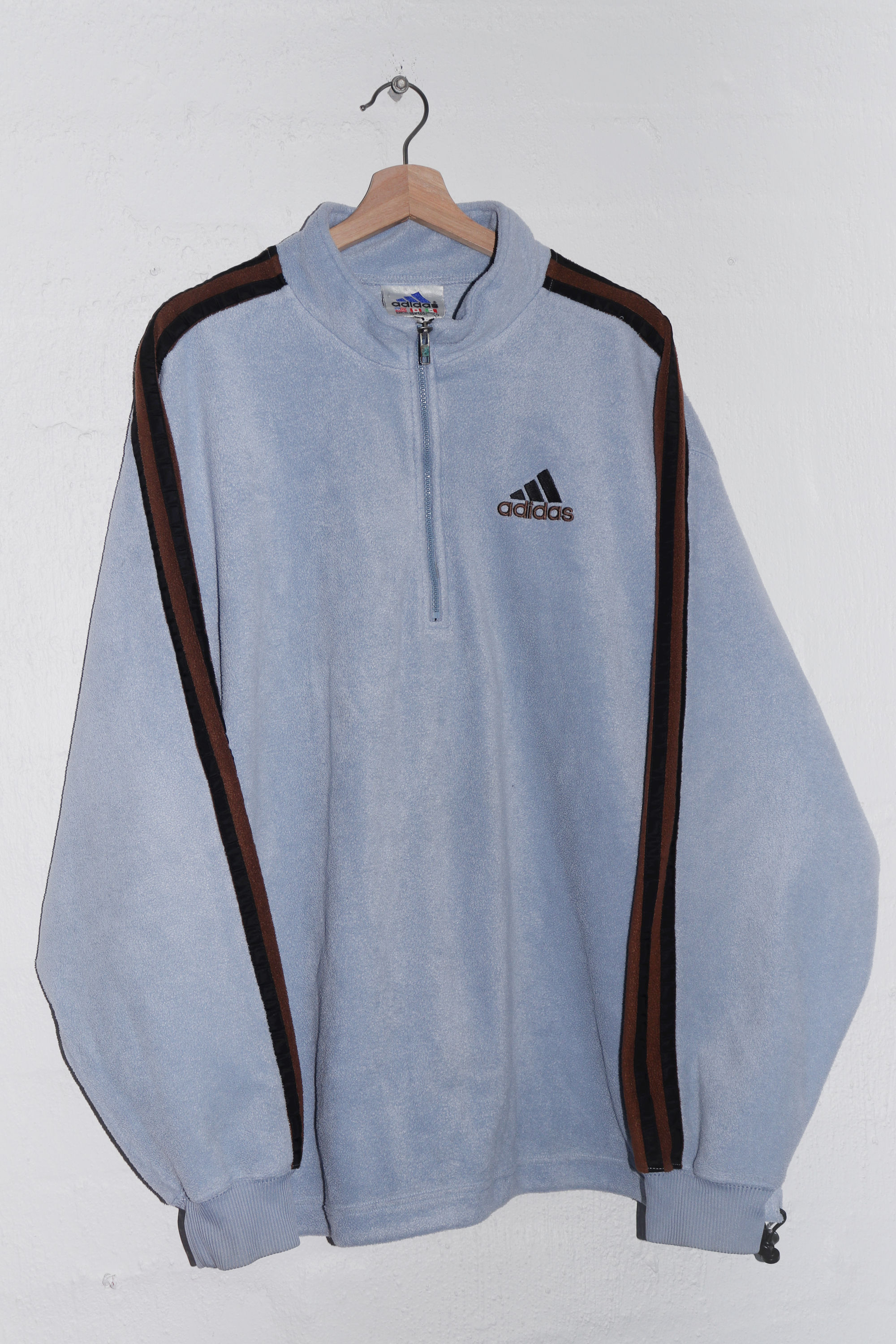Vintage 90s Adidas Thick Fleece Quarter Zip Jumper (Rare) (XL)