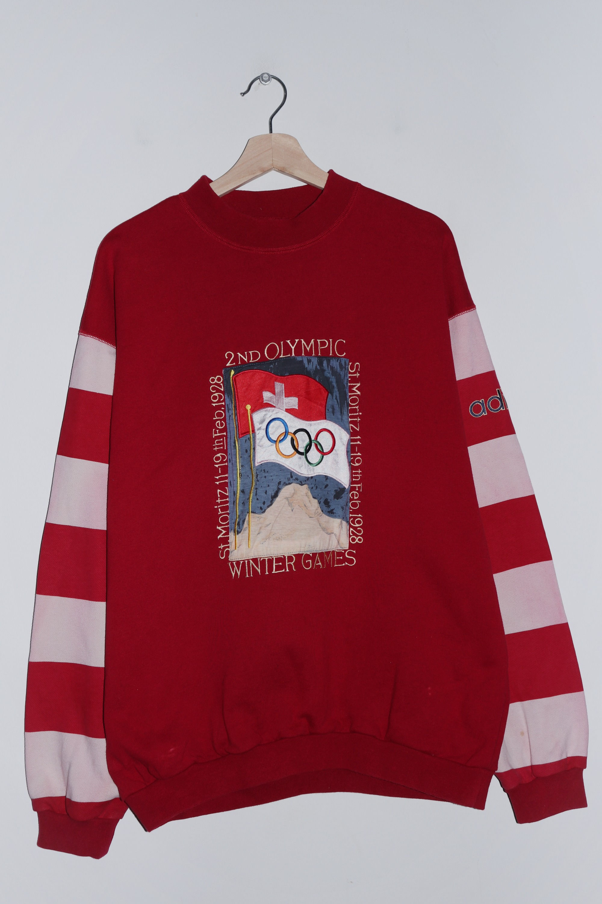 Vintage 80s Adidas 1928 St. Moritz Olympics Sweatshirt (Very Rare) (L-XL)