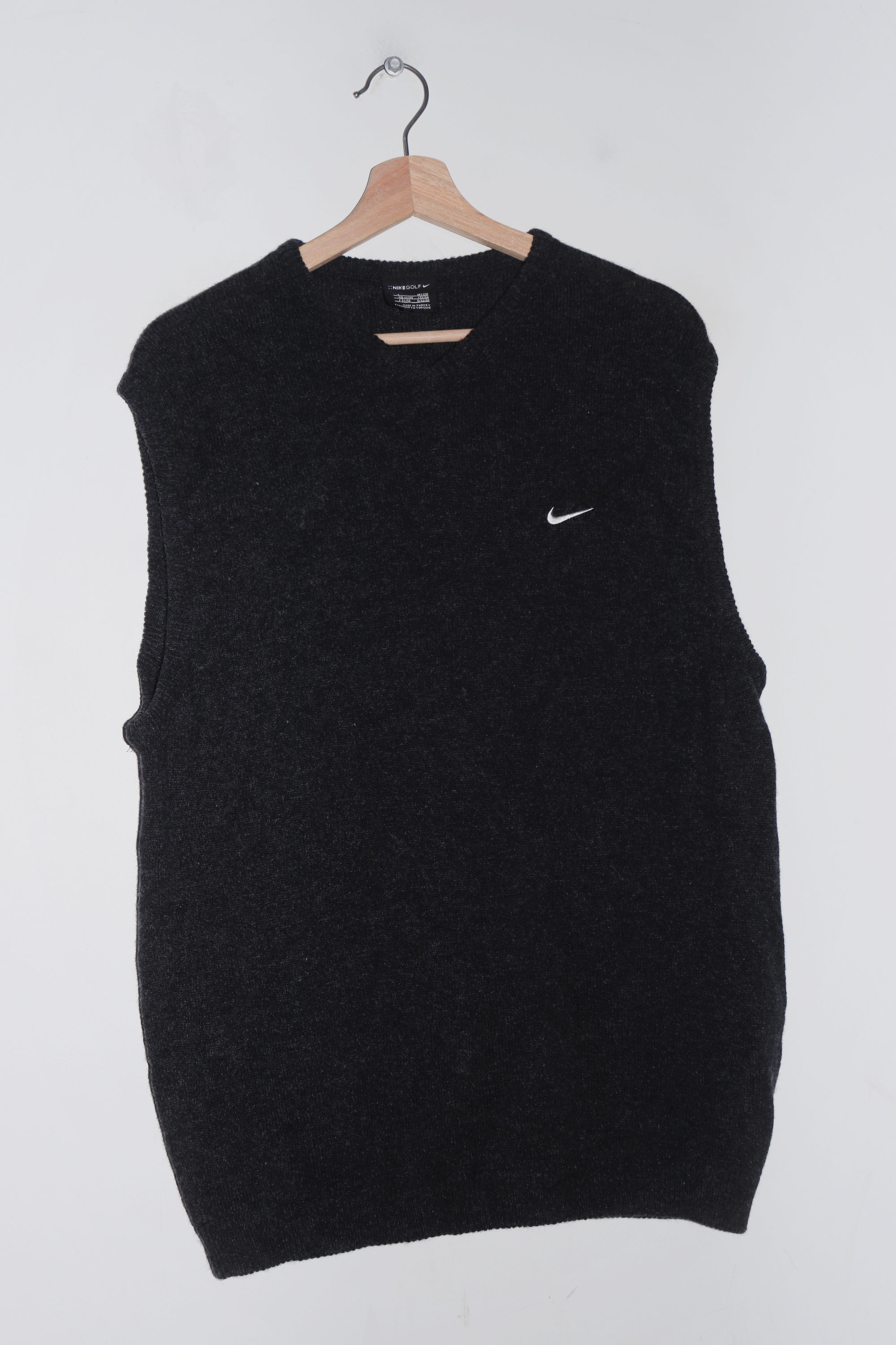 Old School 2000s Nike Golf Mini Swoosh Dark Grey Knitted Sweater Vest (L)