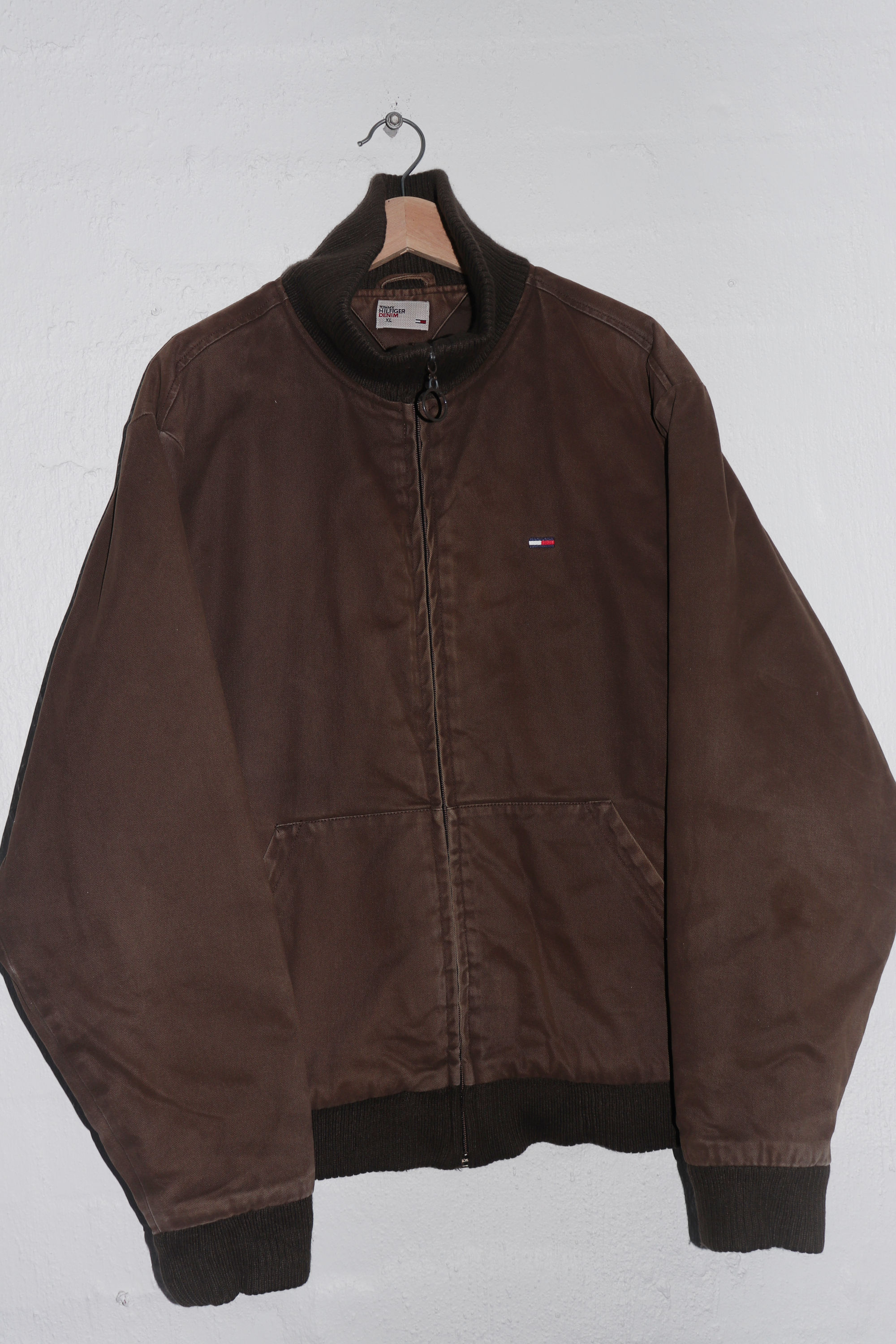 Tommy Hilfiger Embroidered Logo Faded Brown Padded Outerwear Jacket (L-XL)