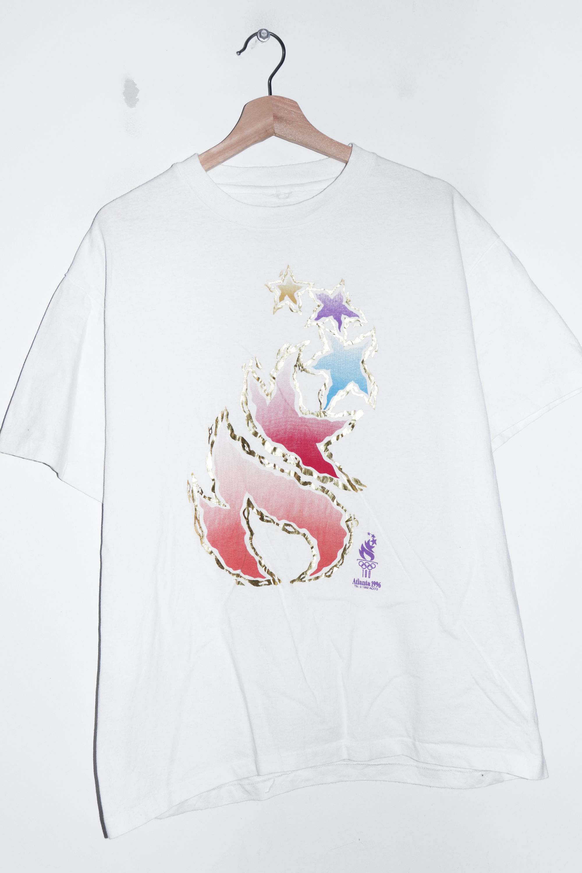 Vintage 1996 Atlanta Olympics Glitter Torch Graphic Tee (M)