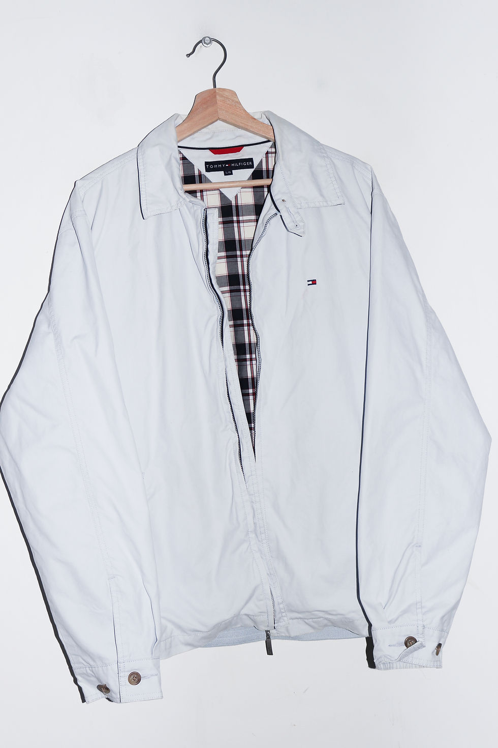 Tommy Hilfiger Embroidered Logo Ice Blue Harrington Jacket (L)