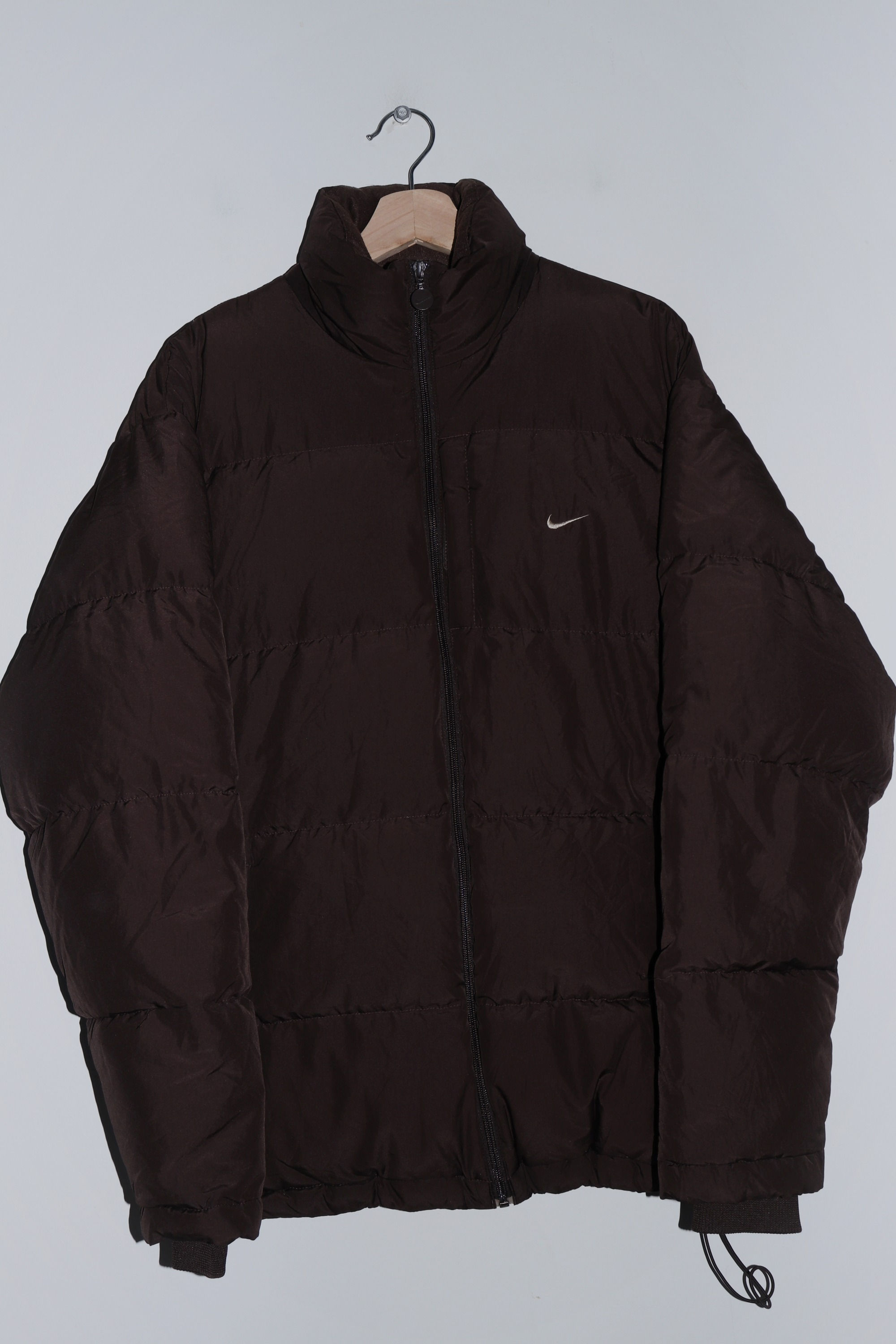 2000s Nike Mini Swoosh Brown Duck Down Puffer Jacket (Rare) (L)