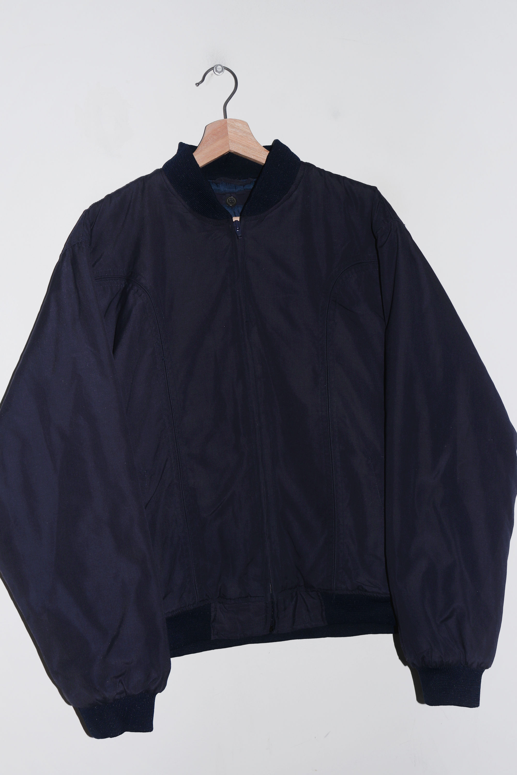 Vintage 80s McGregor Thick Padded Navy Canvas Workwear Bomber Jacket (M-L)
