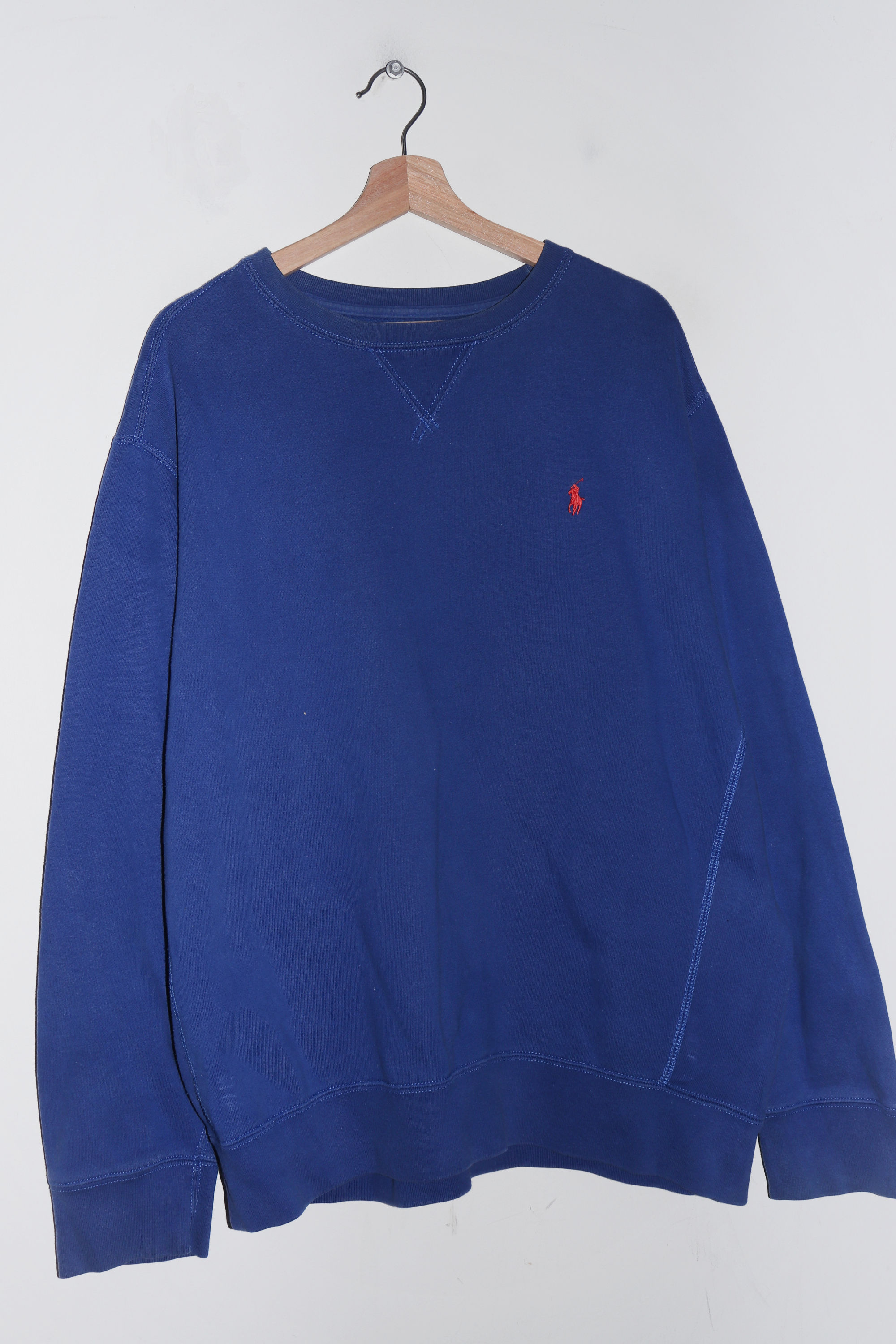 Polo Ralph Lauren Embroidered Logo Thick Blue Reverse Weave Sweatshirt (XL)