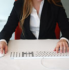Person using keyboard and mouse.