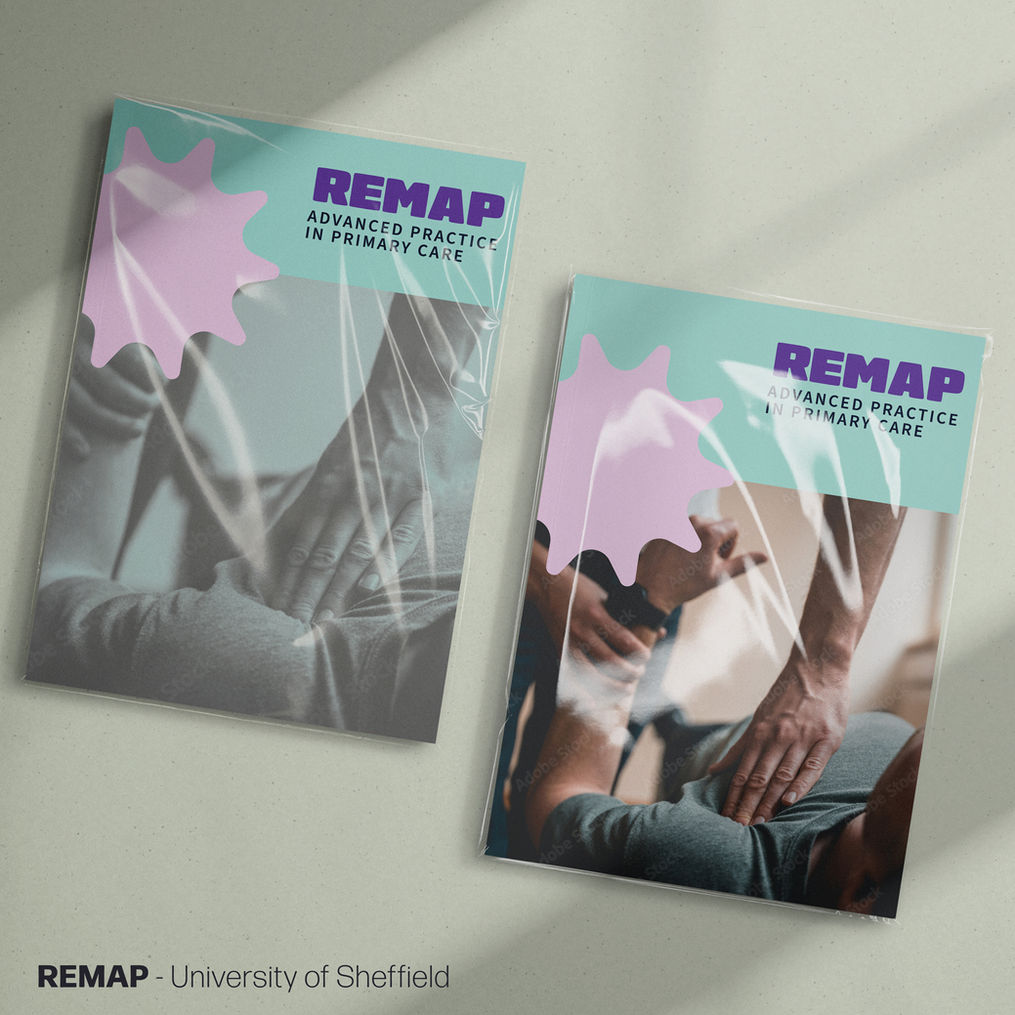 Brand mock up of two posters with the REMAP identity highlighted.