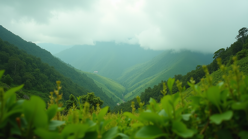 Eye-level view of Idanre Hills with lush greenery
