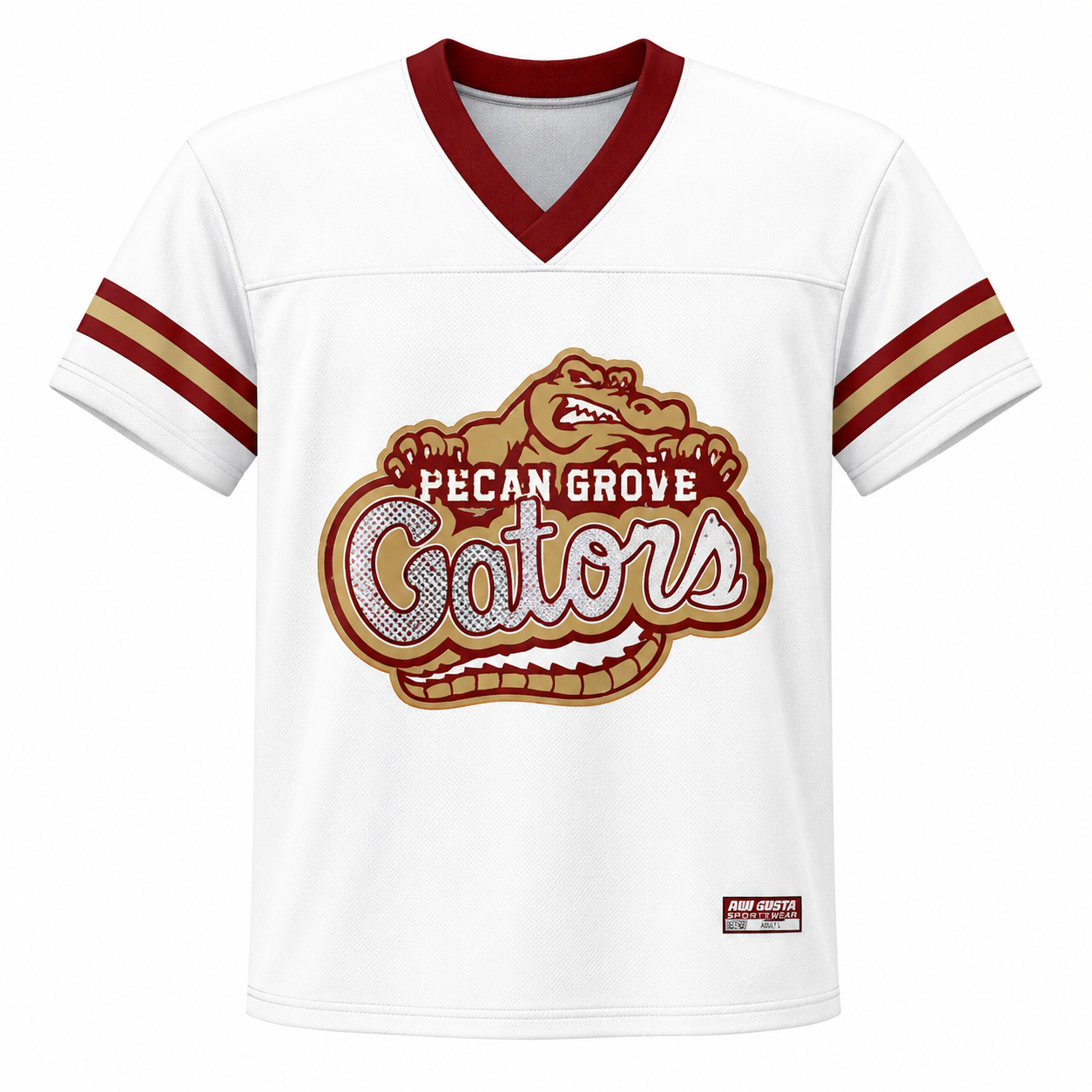Pecan Grove Gators Premium White Player-Style Football Jersey
