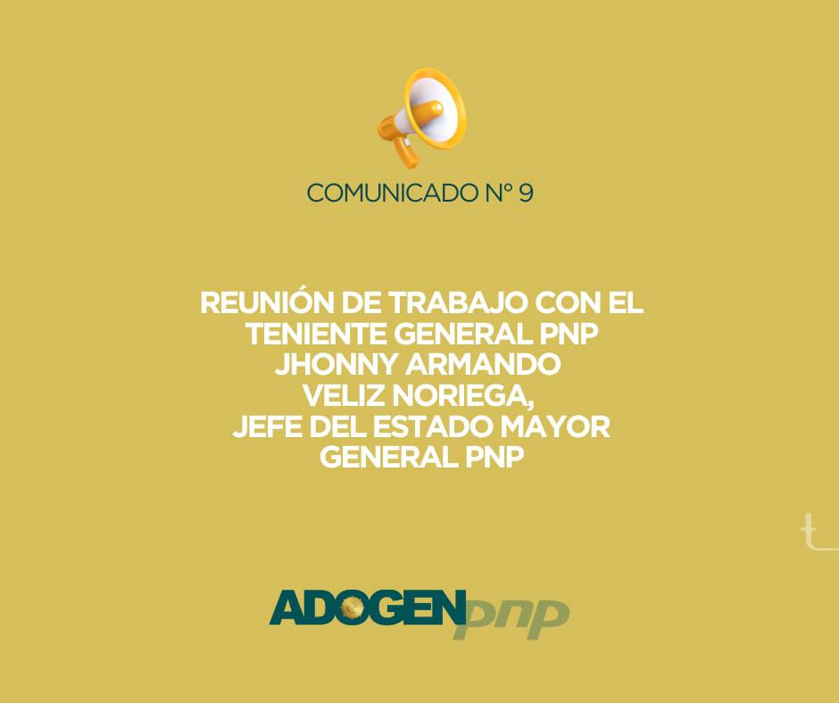 Reunión de Trabajo con el Teniente General PNP Jhonny Armando Veliz Noriega, Jefe del Estado Mayor General PNP
