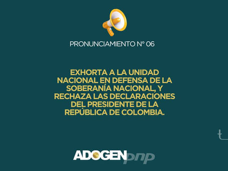 Exhorta a la Unidad Nacional en Defensa de la Soberanía Nacional, y rechaza las declaraciones del Presidente de la República de Colombia.