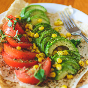 Corn, Avocado, and Tomato on Pita