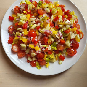 Cucumber, Tomato, Pepper and Red Onion salad