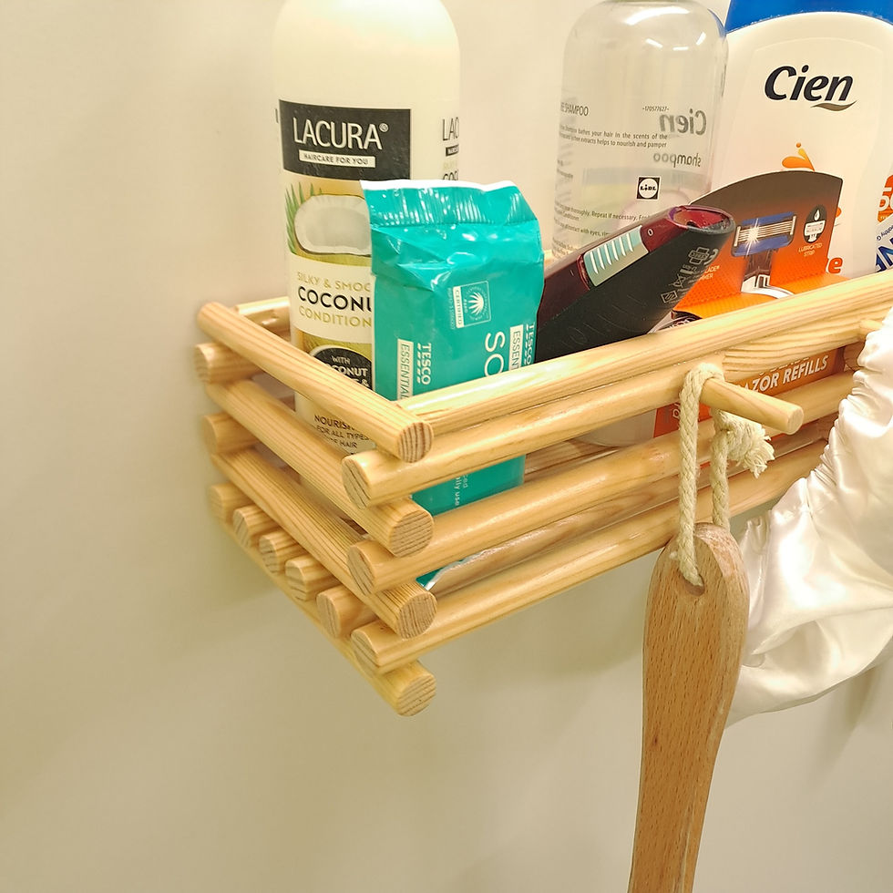 Thumbnail: dowel shower and bathroom caddy