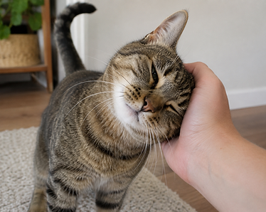 Cat rubbing its head against a hand