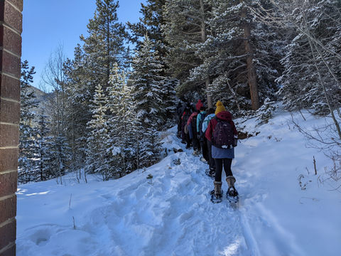 students on a field trip on a snowy day